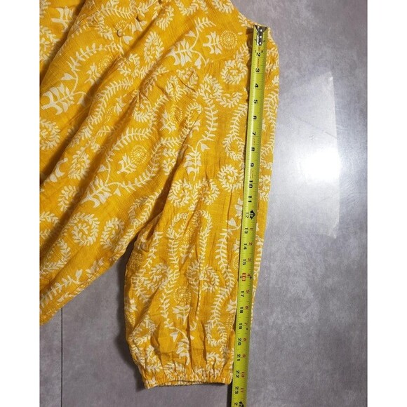 Studio Park Amy Stran Dress Womens 2X Yellow Textured Cotton Belted Lined Boho - Picture 11 of 16
